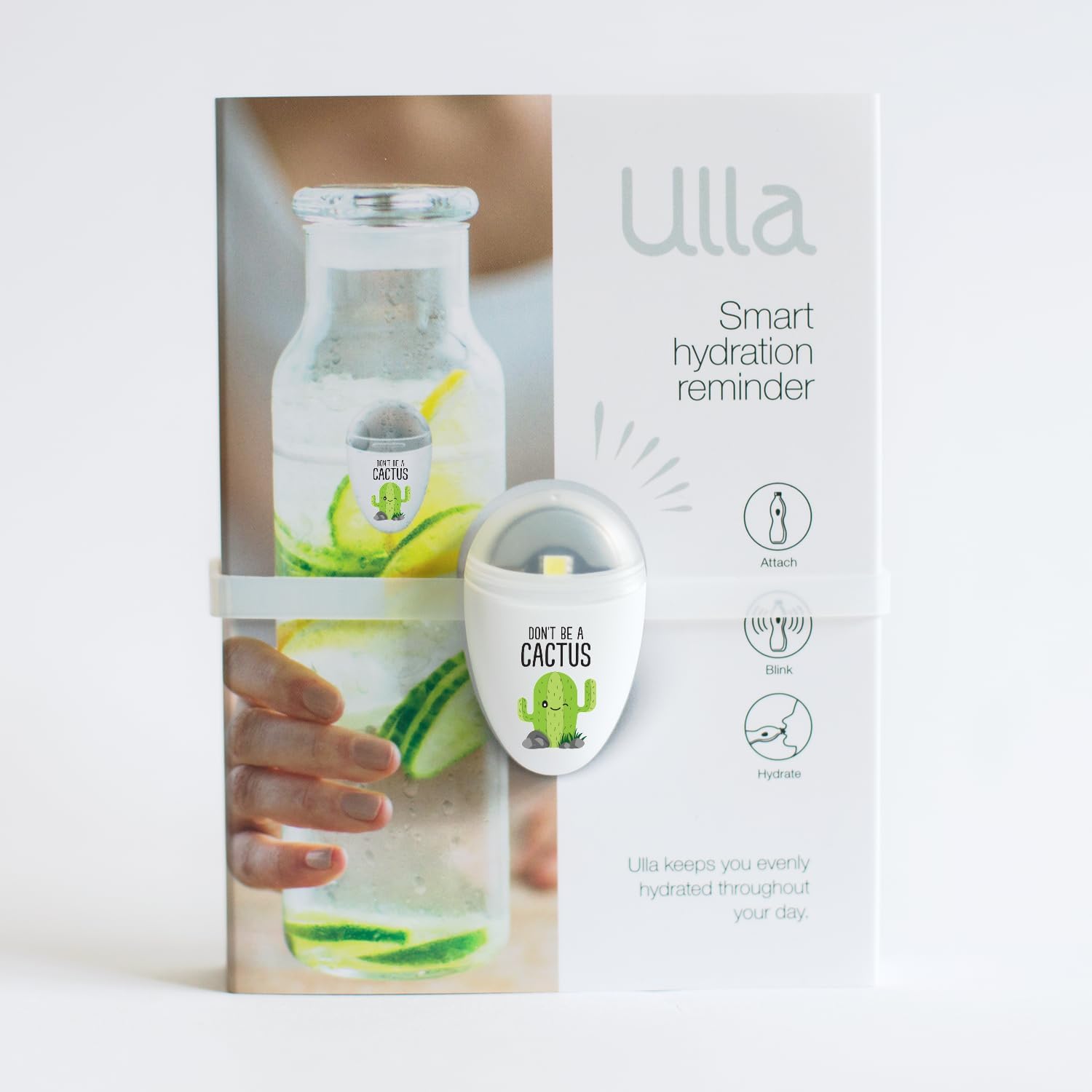 ULLA Drink Water Reminder, Smart Light for Water Bottle, Fits Most Bottles, Lights Up when Time to Drink, Hidrate Smart Water Bottle Reminder to Drink, Smart Hydration Reminder, Water Tracker - CACTUS - Image 3