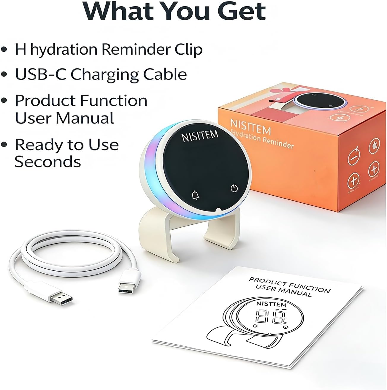 Drink Water Reminder for Stanley Cup 2.0 30oz 40oz – Water Bottle Reminder to Drink, Hydration Tracker Timer Clip, Smart Water Reminder Device, LED Beep Alert, USB-C Stanley Accessory - Image 6
