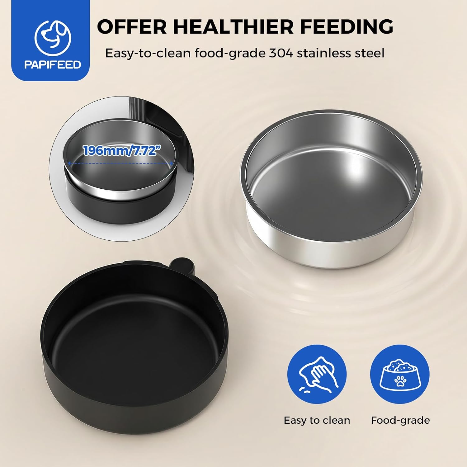 PAPIFEED Automatic Cat Feeder with App, 2.4G WiFi Cat Food Dispenser, 3L Slow Feeder Timed Cat Feeders for Dry Food, 10 Meals/Day, 6 Portions/Meal, Dual Power Supply Smart Pet Feeder for Small Dog - Image 4