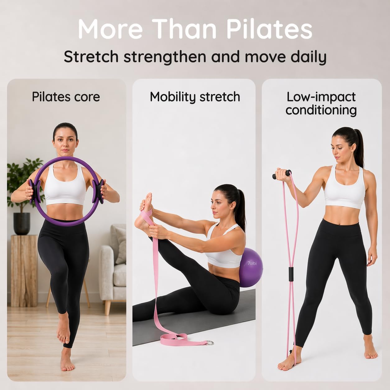 TTolbi Pilates Equipment Kit - Pilates Ring and Ball Set, Home Pilates Workout Kit for Women with Essential Accessories for At Home Workouts to Tone, Strengthen, Balance & Improve Flexibility - Image 4