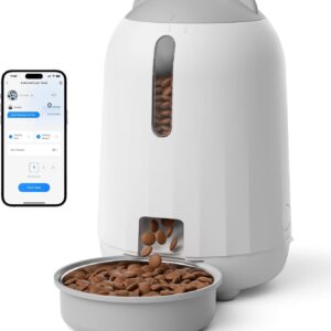 PAPIFEED Automatic Cat Feeder with App, 2.4G WiFi Cat Food Dispenser, 3L Timed Cat Feeders for Dry Food, Slow Feeding Mode, Dual Power Supply Smart Pet Feeder for Cat, Grey