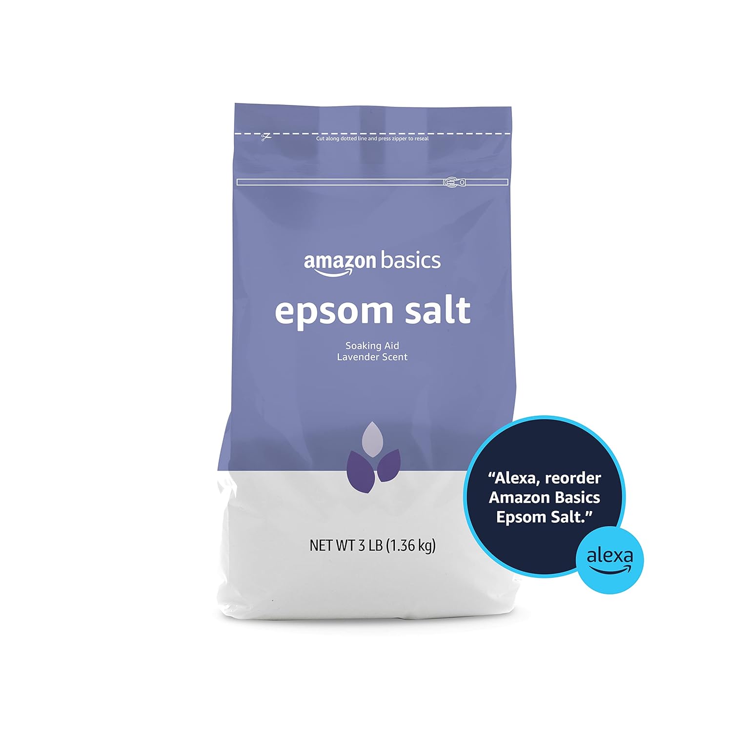 Amazon Basics Epsom Salt Soaking Aid, Lavender Scented, Relax & Relief, Resealable, 3 Pound, 1-Pack (Previously Solimo) - Image 4