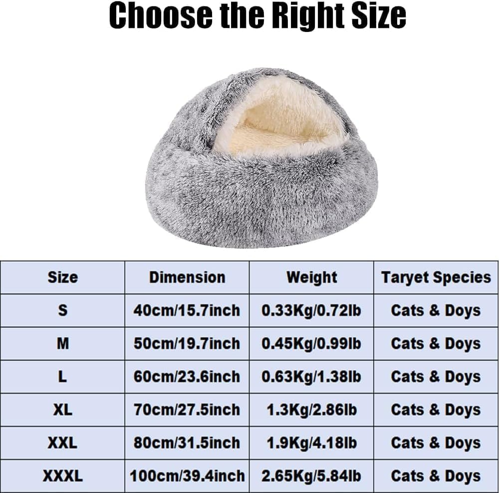Keep Warm Lapcatz Nest Bed - Round, Fluffy, Hooded Cat Bed Cave with Anti-Slip Bottom and Machine Washable Cover for Small to Medium Pets (Green, Medium) - Image 6