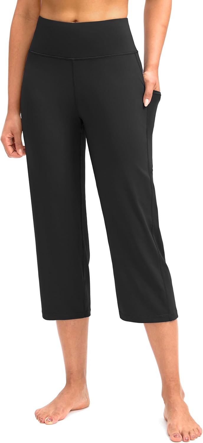 G Gradual Capri Pants for Women High Waist Workout Yoga Pants with Pockets Tummy Control Leggings Crop Straight