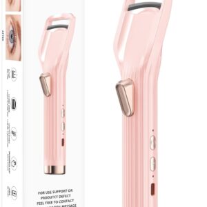 Heated Eyelash Curler Premium PRO – Fast Heat up in 8s – 24 Hours Long Lasting – Rechargeable Electric Eyelash Curler with Type-C, Innovative L Silicone, 2 Heat Modes, Anti-Burn Eyelid, Pink-HA