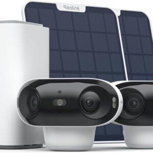 REOLINK 4K Dual-Lens 180° Outdoor Wireless Security Camera, ColorX Night Vision, Solar Cameras with Local Encrypted Storage, 5G/2.4GHz WiFi 6, No Subscription, Home Hub with 2X Argus 4 Pro