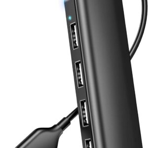 Herfair USB Hub Splitter USB Port Extender 1 to 4 Multiport Adapter Expander for Laptop, MacBook, Computer, Xbox, Console, Flash Drive, HDD, Printer, Camera, Keyboard, Mouse, More
