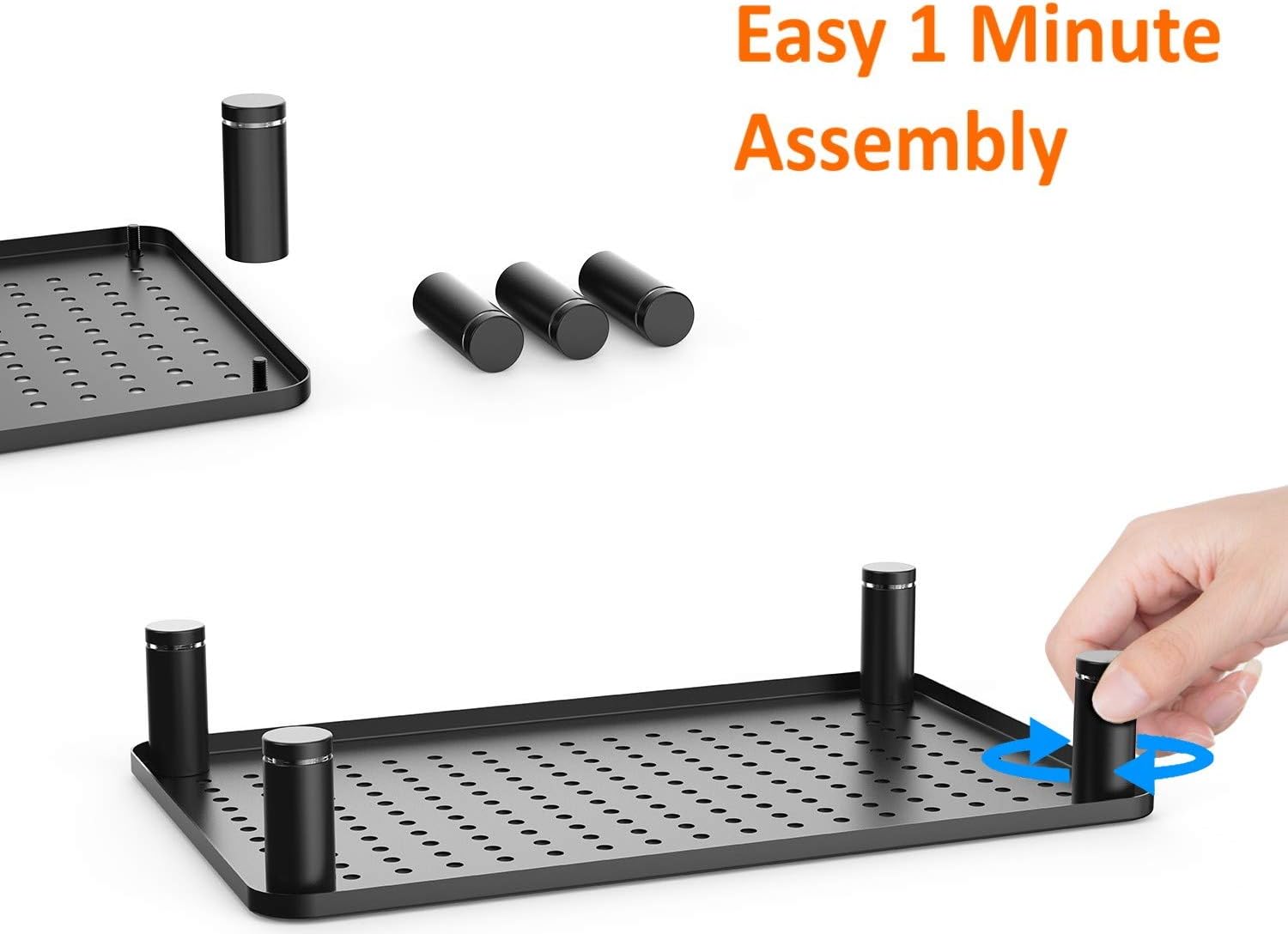 Husky Mounts Monitor Riser Laptop Stand, Adjustable Legs, Stackable, 14.5" x 9.25" x 3.25" Max Height, Matte Black Steel, 1 Stand - Image 6