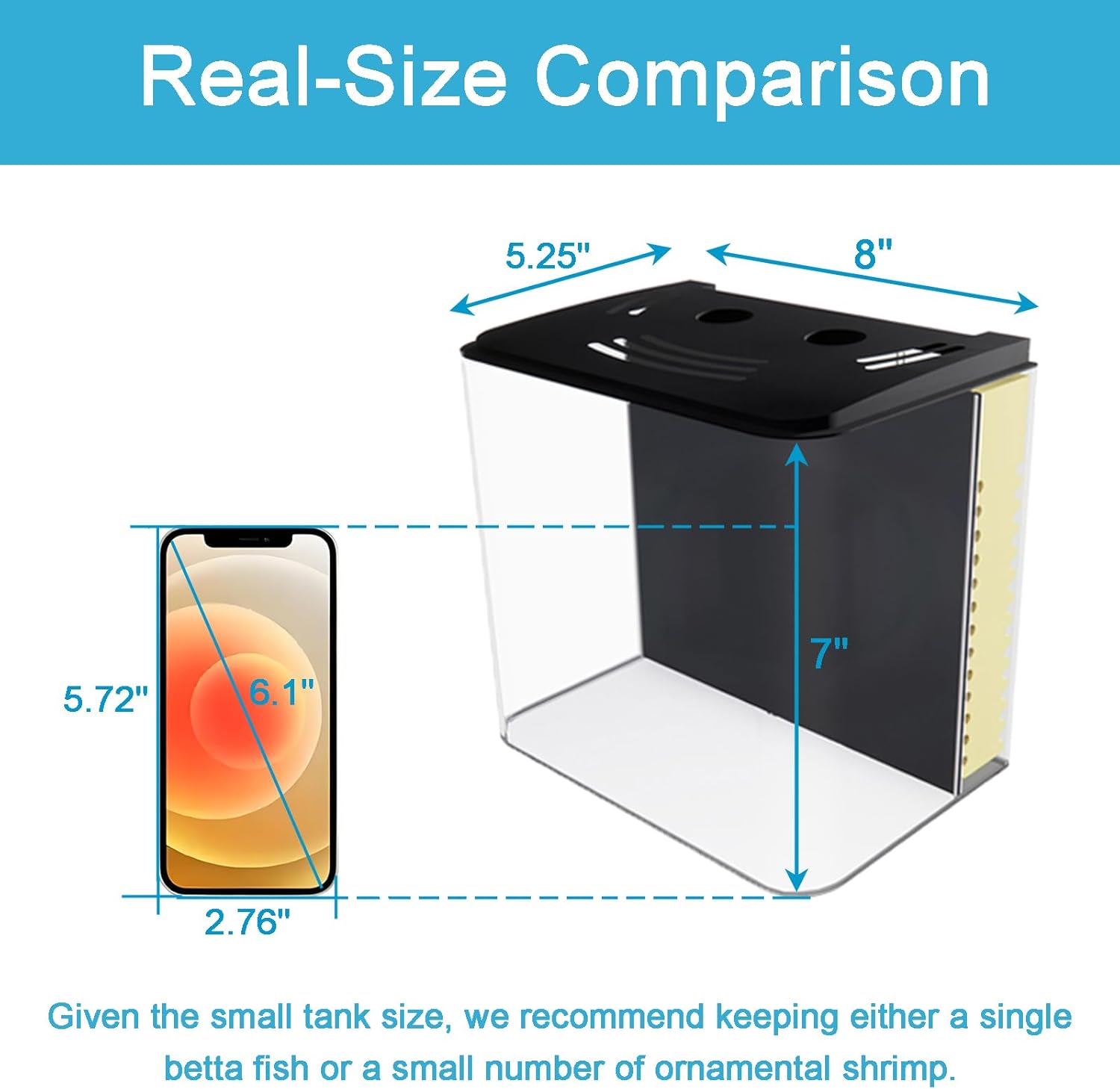 AQUANEAT Fish Tank, 1.2 Gallon Aquarium, Small Betta Fish Tank Starter Kit with LED Light and Water Filter Pump, Rectangular - Image 5