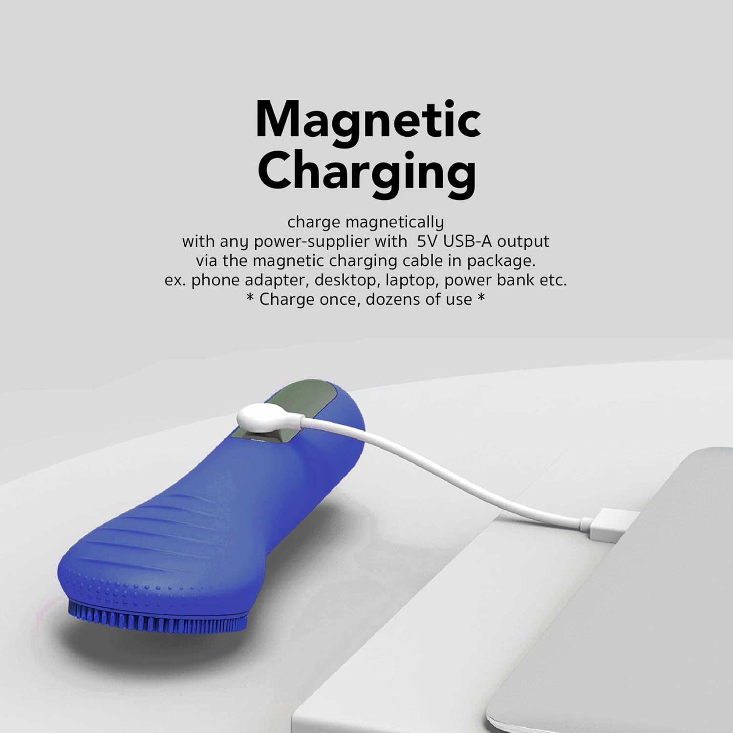 NågraCoola CLIE Facial Cleansing Brush, Waterproof and Rechargeable Face Scrub Brush for Men & Women, Cleansing, Exfoliating and Massaging, Electric Face Scrubber - Blue - Image 7