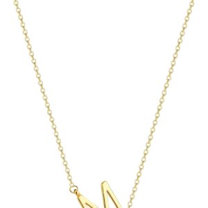 LuckFairy Initial Necklaces for Women, Dainty Gold Letter Necklace 14k Gold Plated Sideways Initial Necklace Cute Name Simple Choker Necklaces for Women Trendy Jewelry Gifts