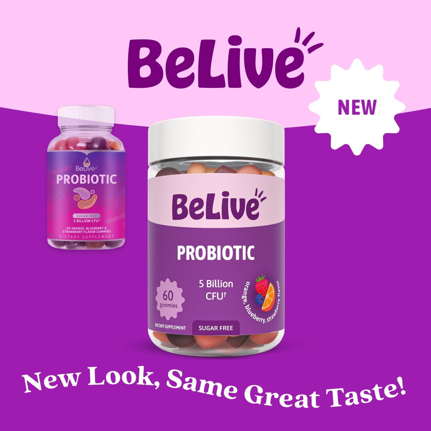 BeLive Probiotic Gummies - Probiotics with 5 Billion CFUs for Digestive Health, Men, Women & Kids - for Immune Support, Sugar Free & Vegan | 60 Ct – Blueberry, Strawberry & Orange - Image 4