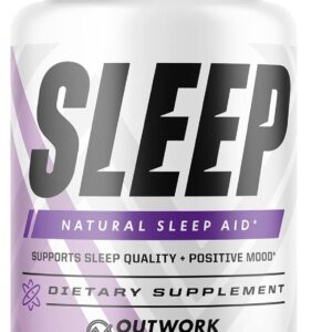 Outwork Nutrition Sleep Aid – Natural Melatonin, L-Theanine, Saffron Extract – Sleep Supplements for Adults – Boosts Sleep Quality & Time, Enhances Positive Mood – 60 Veg Capsules (Not Gummies)