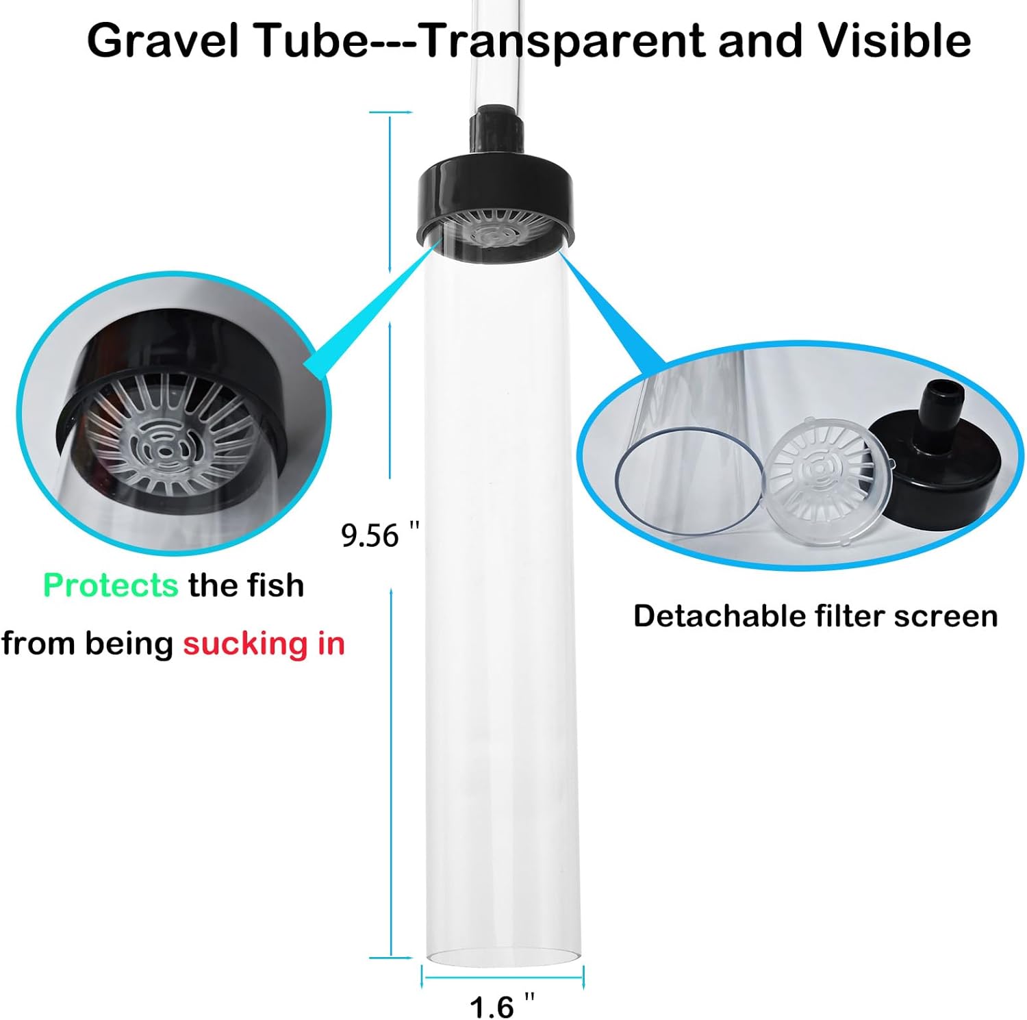 7ft Aquarium Gravel Vacuum Cleaner - Hand Pump Siphon Water Changer for Fish Tank Cleaning Gravel & Sand - Image 3
