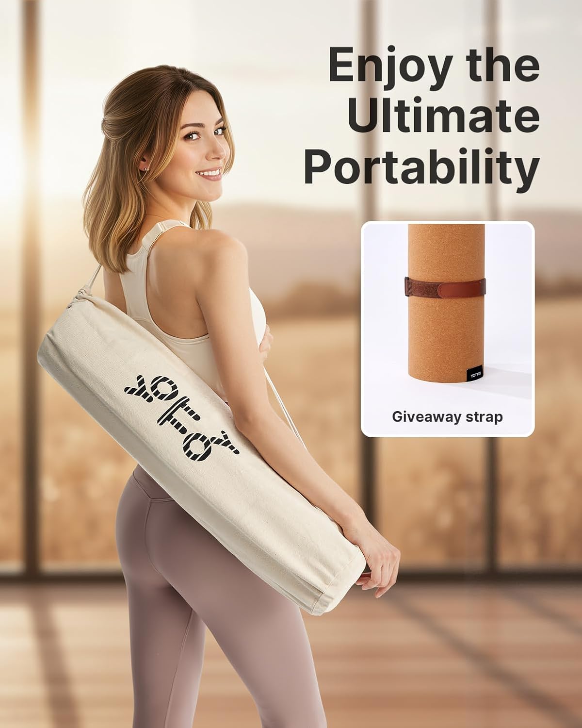 YOTTOY Yoga Mat,Non-Slip Hot Yoga Mat with Anti-Tear Design and Friendly Natural Rubber Mat with Strap and Bag - Image 6