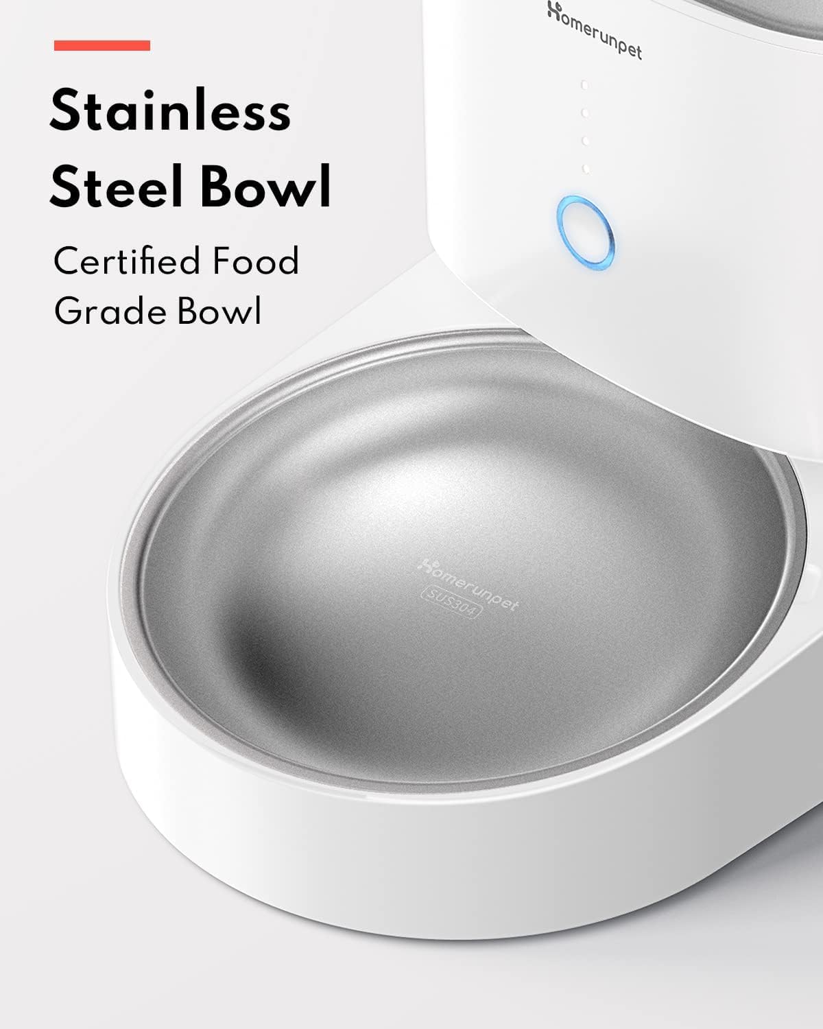 Homerunpet Automatic Cat Feeder - 4L Timed Pet Feeder, No Jam Freeze Dried Safe, WiFi & Bluetooth App Control, 30-Day Freshness for Cats and Small Dogs (Stainless Steel Bowl) - Image 7