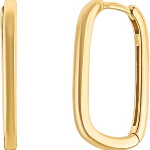 CAITLYNMINIMALIST 18k Gold Plated Sterling Silver Geometric Rectangle Small Medium Large Contemporary Hoop Earrings for Women