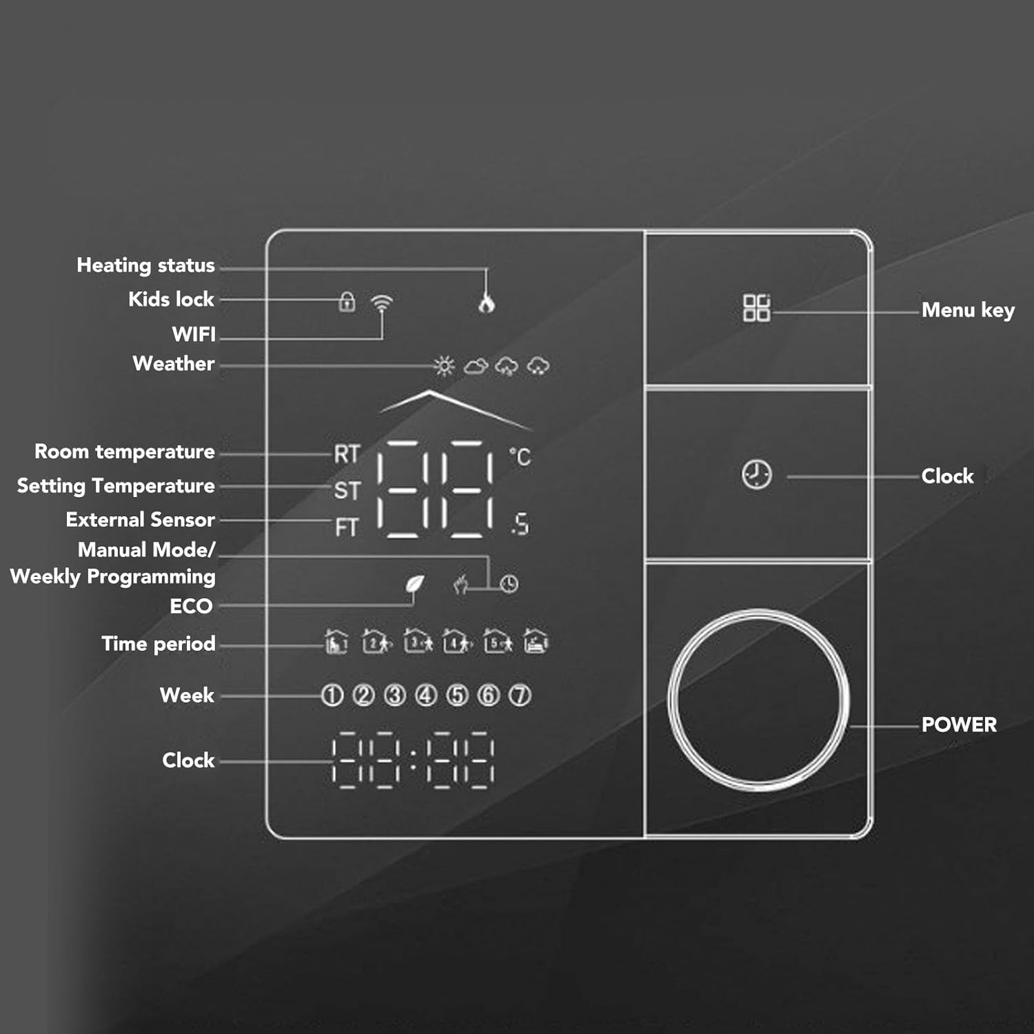 Smart Thermostat, Weekly Programming AI Learning Energy Saving Thermostat for Home Office Hotel - Image 6