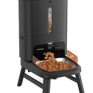 Automatic Dog Feeder for Large Breed – 15L/ 63 Cups Anti-Clog Dog Food Dispenser for 2-23mm Kibble, Elevated Stand, Large Food Tray, Dual Power, Up to 50 Portions 6 Meals Per Day, Keeps Fresh