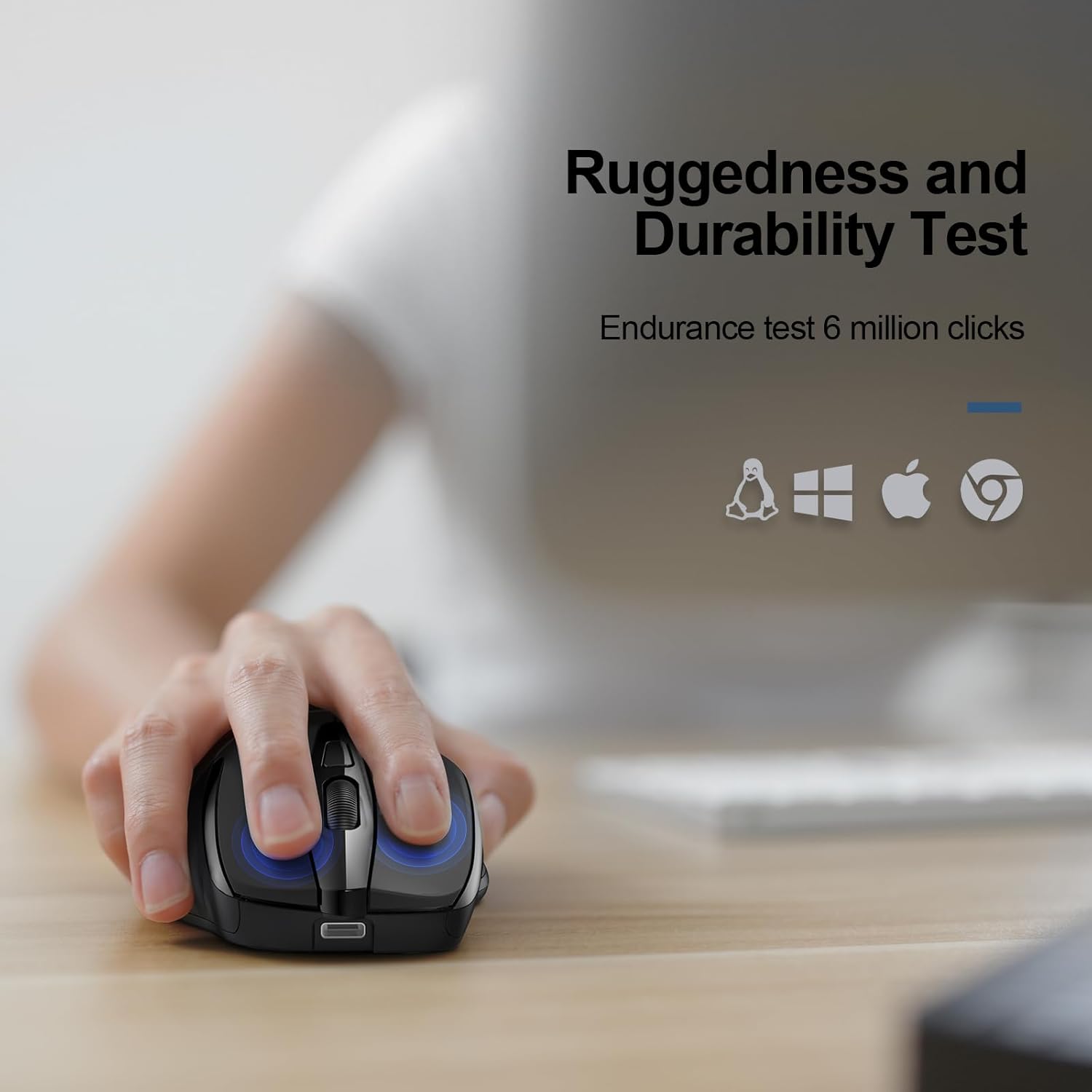 TECKNET Wireless Mouse Rechargeable, 2.4G USB-A Silent Mouse, Quiet Click, 6 Adjustable 4800 DPI, Cordless Computer Mice, Ergonomic Mice for Laptop, 6 Buttons for Chromebook, Ergo Grip - Black - Image 7
