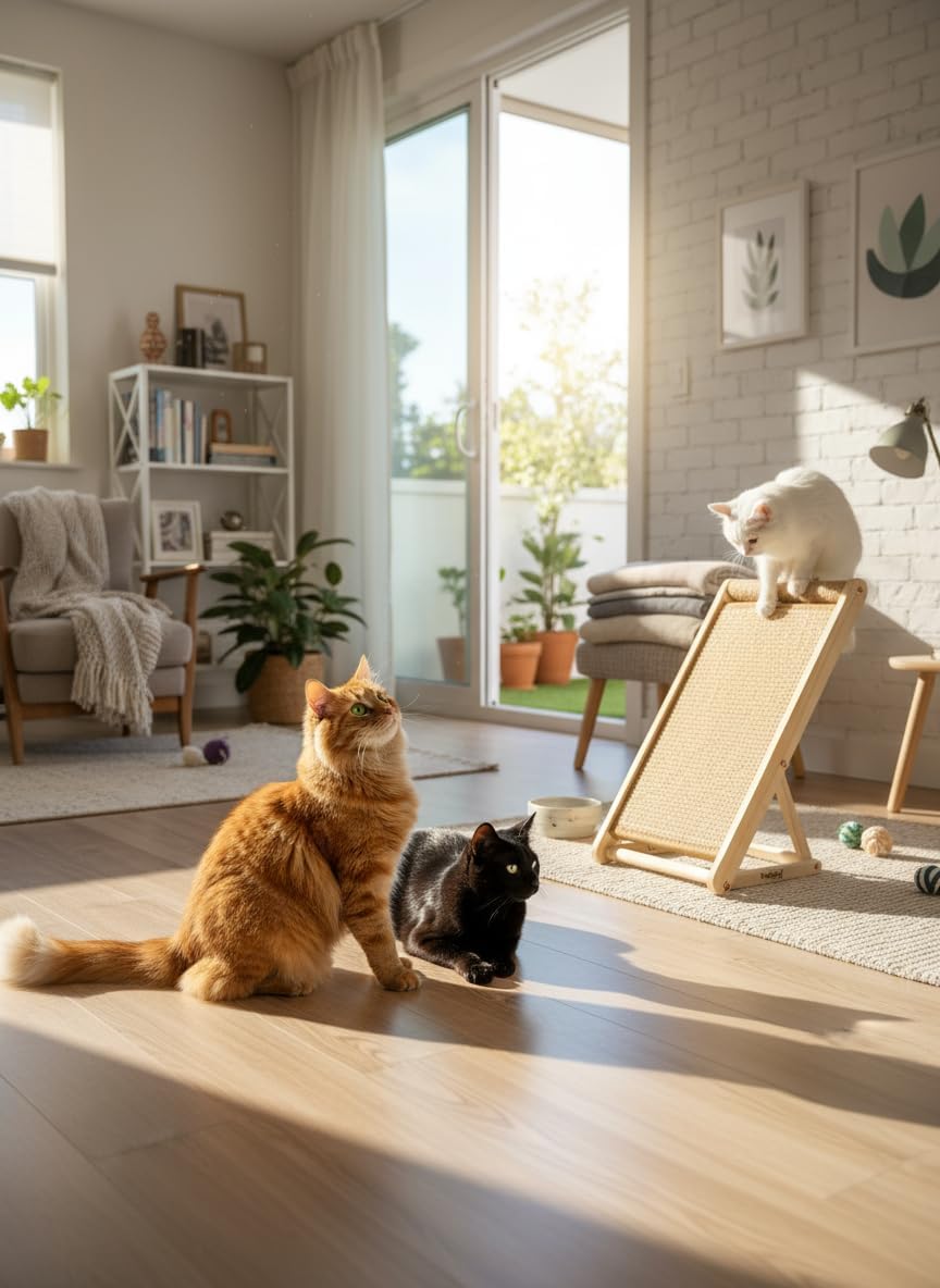 Cat Scratching Pad with 100% Sisal, Stable Triangle Design, 2-Step No-Tool Assembly, 22" Wooden Ramp to Protect Furniture & Sofa, Natural Incline Board for Indoor Cats (Brown) - Image 7