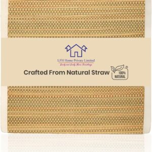 LFH Home Handmade Straw Yoga Mat For Exercise, Workout, Fitness – Perfect Heavy Quality Eco Friendly Natural Straw Reversible Yoga Mat for Men & Women – 72×24 Inch
