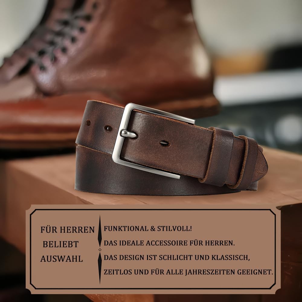DOOPAI Men's Genuine Leather Casual Belt -Full Grain Leather Belt for Men- 1.5" Handmade Jeans Belt with Gift Box - Image 4