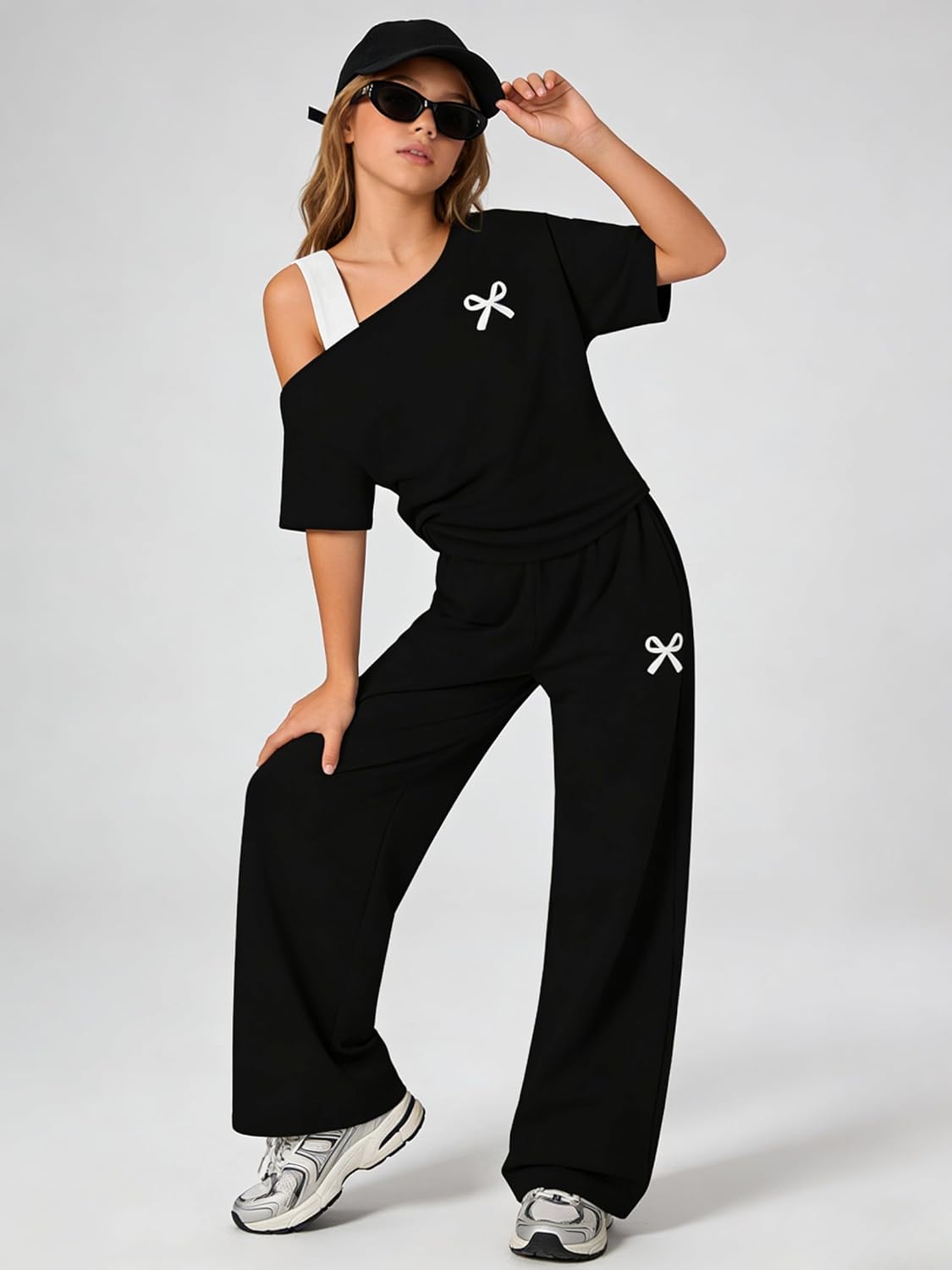 Teen Girls Clothes Off the Shoulder Top and Wide Leg Pants Matching Outfit Set with Pockets Size 7-16 - Image 3