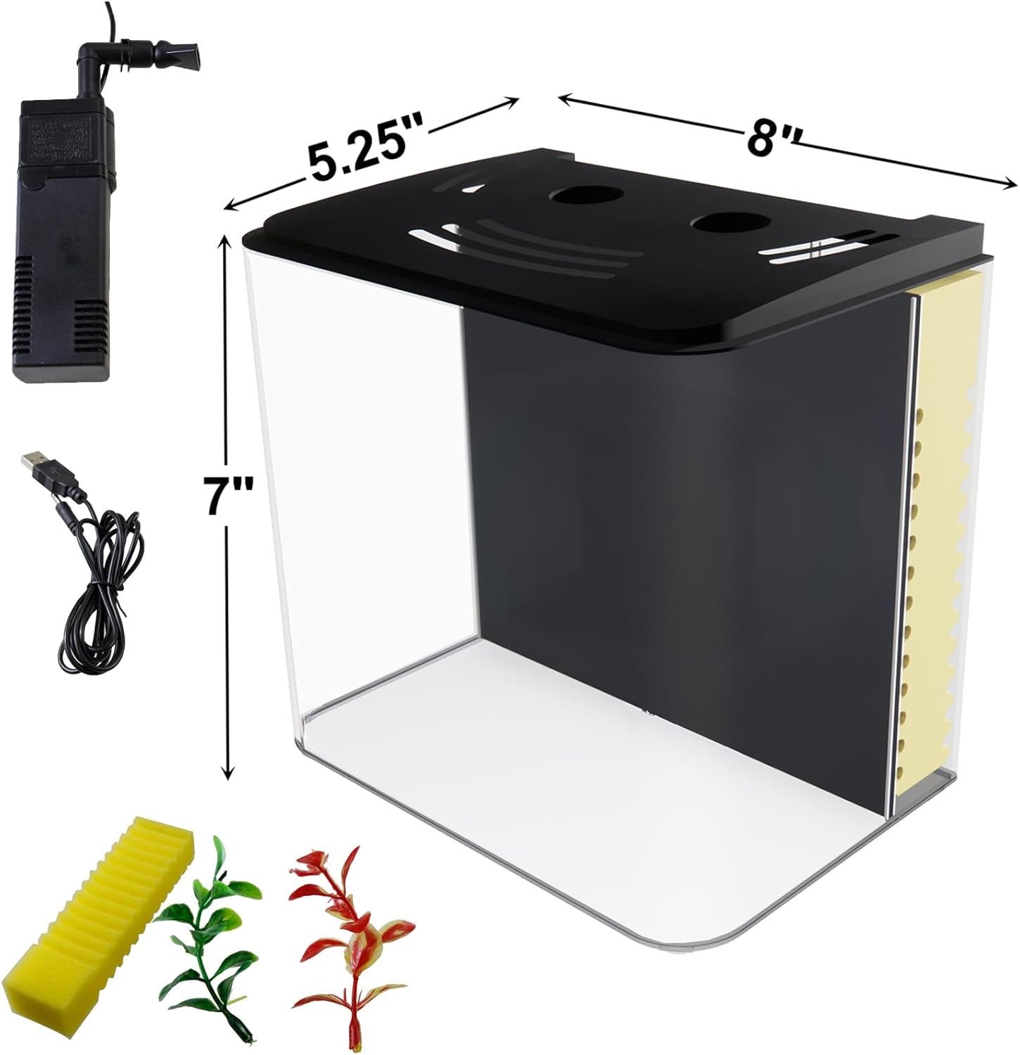 AQUANEAT Fish Tank, 1.2 Gallon Aquarium, Small Betta Fish Tank Starter Kit with LED Light and Water Filter Pump, Rectangular - Image 9