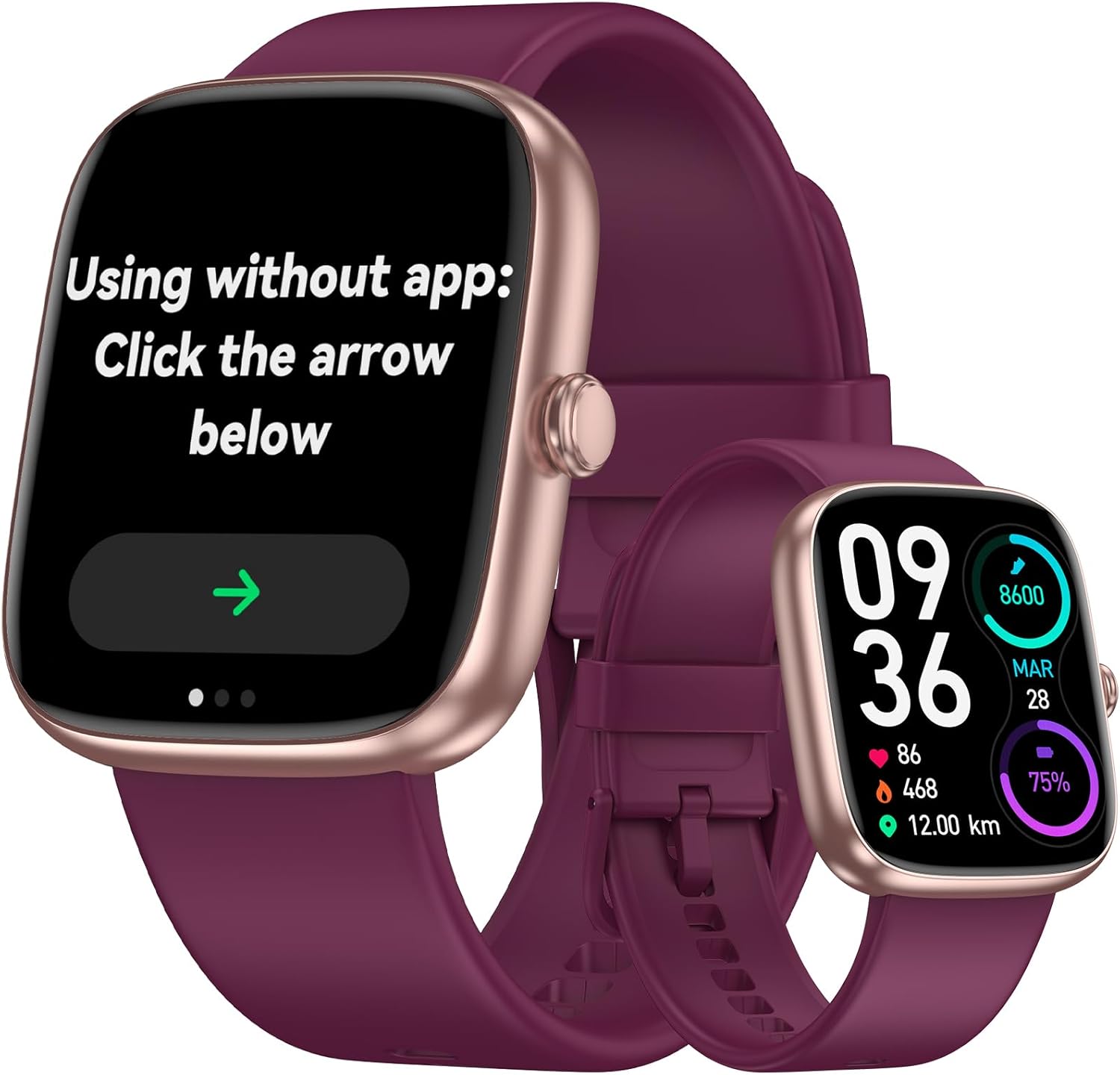 DAVIKO Smart Watch Senior Friendly Large Font No App/Phone Required Fitness Tracker, Waterproof Pedometer Watch with Step Counter Calories/Sleep Tracker for Walking Running for Men Women