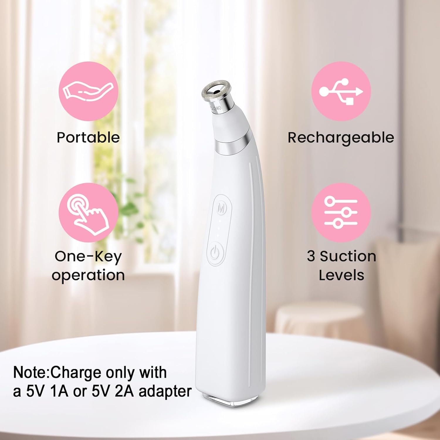 UNOISETION Diamond Microdermabrasion Machine, Portable Blackhead Remover Pore Vacuum, Dermabrasion Facial Machine for Exfoliation & Blackhead Removal - Image 5