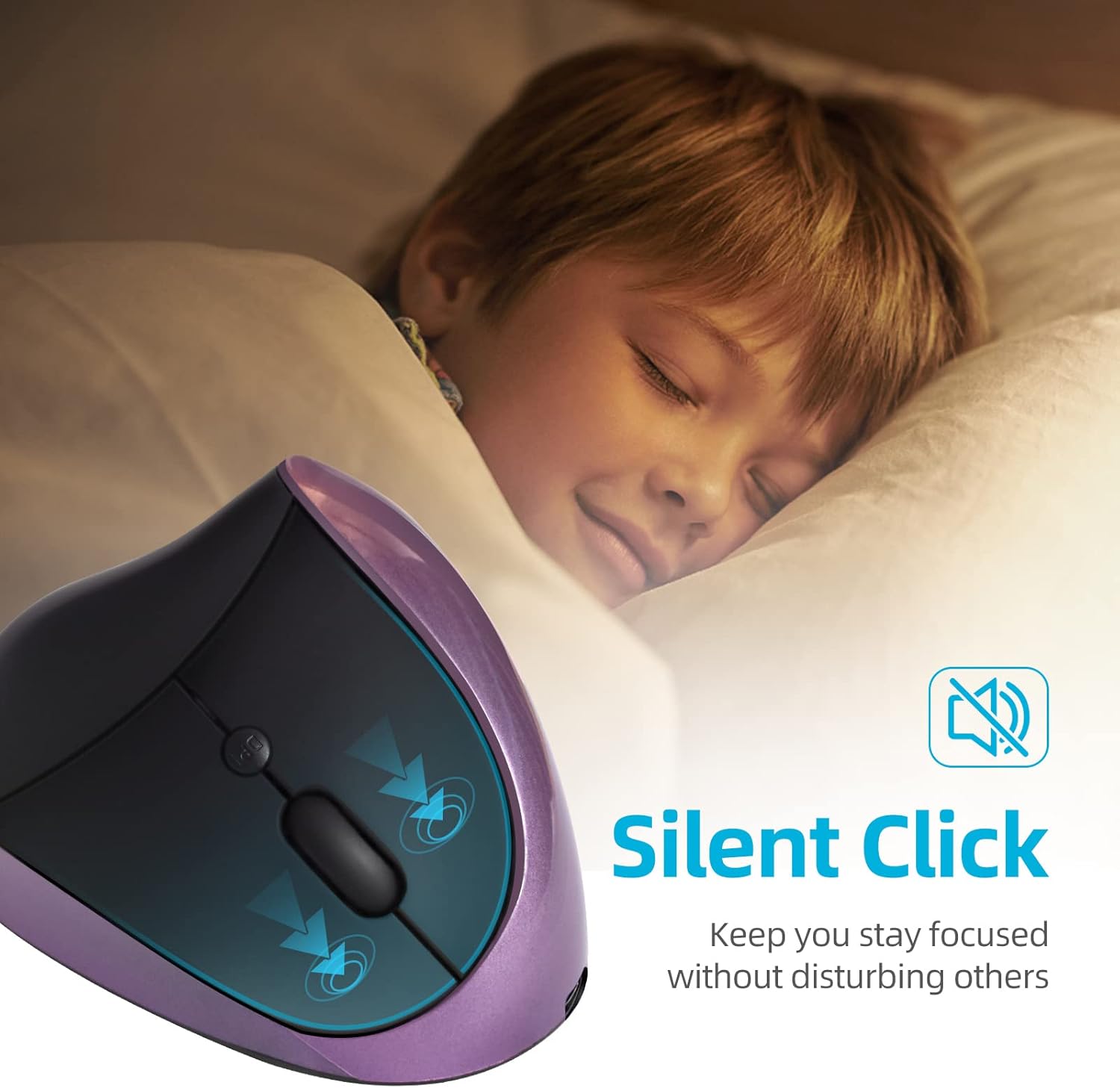 Ergonomic Mouse Wireless,Vertical Mouse with Silent Click Right Handed Small Mouses with 6 Buttons 1000/1200/1600 for Laptop,Desktop,PC, MacBook(Purple AA) - Image 6