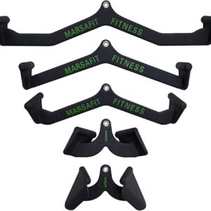MARSAFIT Home Gym Fitness Rowing T-bar V-bar Pulley Cable Machine Attachment, Bicep Curl Tricep LAT pulldown Bar Back Strength Training Handle Grips LAT Pull Down Bar for Seat Row Workout