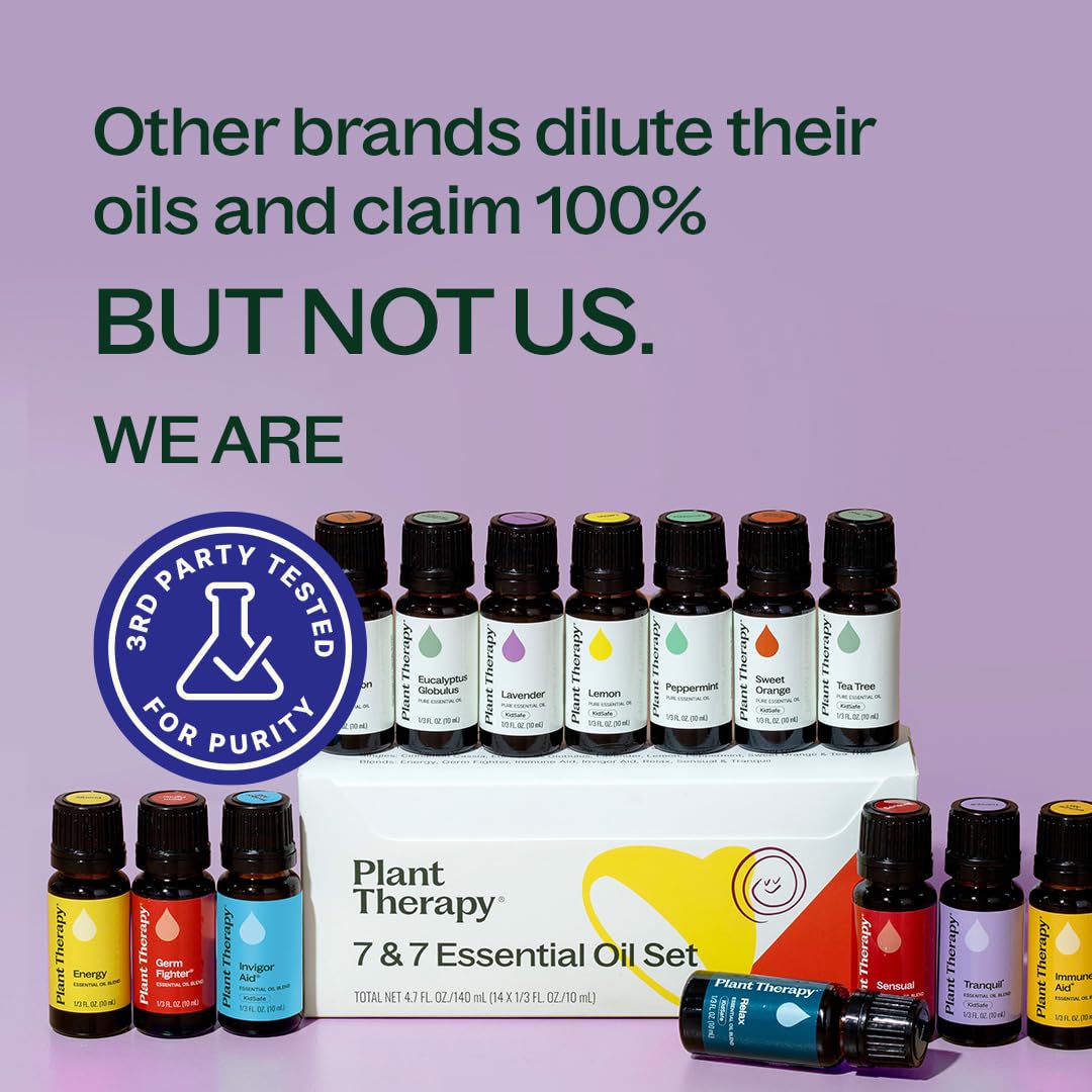 Plant Therapy 7 & 7 Essential Oils Set, 7 Most Popular Single Essential Oils Plus 7 Favorite Blends, Each 10 mL (1/3 oz), 100% Pure, Undiluted, Great for DIYs, Skincare and Essential Oil Diffusers - Image 6
