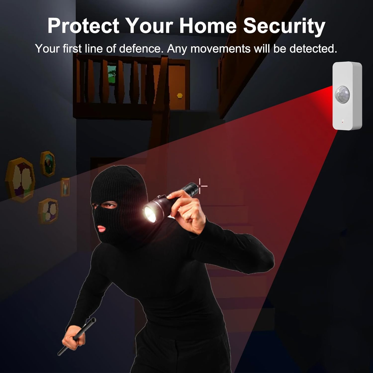 WiFi Motion Sensor, Smart Motion Detector for Home Security, Wireless Motion Sensor App Remote Monitor, Voice Command Compatible with Alexa. 1 Pack - Image 4