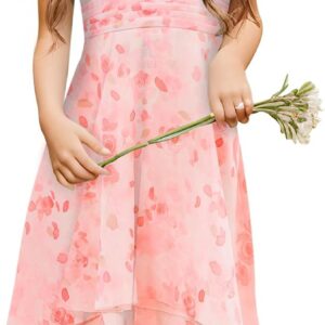 Chiffon Flowy Dresses Flower Girls Asymmetrical with Ruffles Sleveless Swing Party Gowns A-Line Dress…