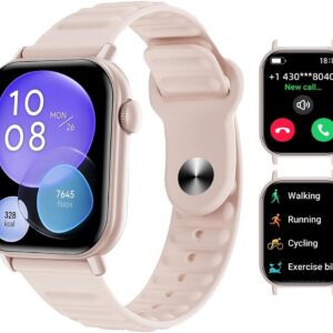 Smart Watch Sports Pedometer, Fitness Tracker Bluetooth Call Heart Rate Blood Oxygen Sleep Monitor, 100 Sports Modes Waterproof for iOS Android Men’s Women’s Smart Watch (Pink)