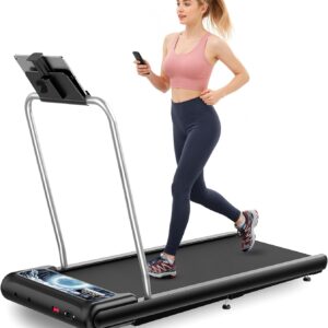 Walking Treadmill Pad with Handle Bar, Silent Fitness Equipment, Treadmill with 4-in-1 Modes, Easy Assembly, Portable Home Gym Equipment