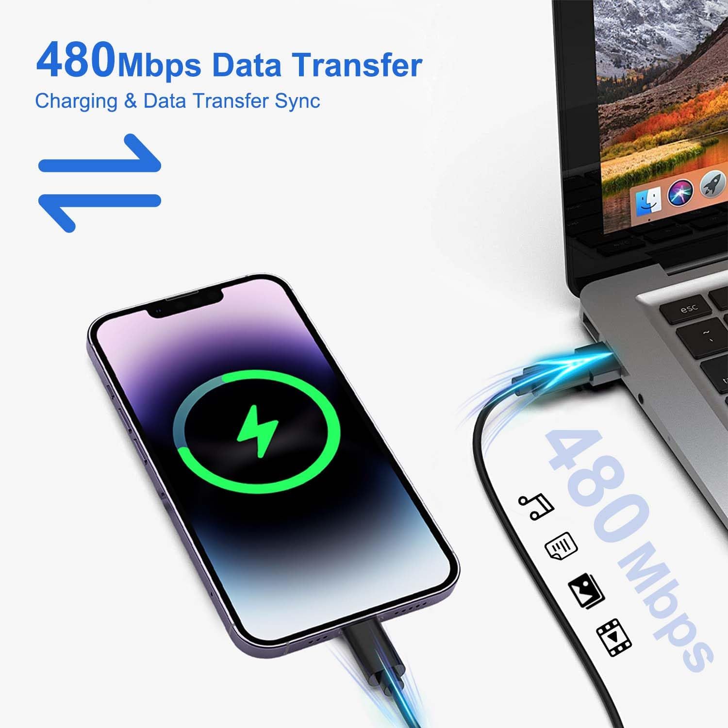 Multi USB Charging Adapter Cable & Conversion Set, USB A to Type C & Lightning Adapter, 60W Fast Charging & Data Transfer Cable - Image 5