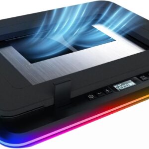 KLIM Turbofrost – Gaming Laptop Cooling Pad – 4 Powerful Turbo Fans – 4 x 4000 RPM, Laptop Cooler 2 Power Modes USB-C/DC, Dynamic RGB, 4-Ports USB, Sealed Foam for Fast Cooling for Laptops up to 17in