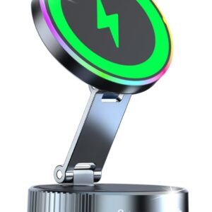 for Magsafe Car Mount Charger, 15W Fast Charging Wireless Car Charger [120LBS Suction &3800gf Magnet] 780° Adjustable, Vacuum Magnetic Phone Holder for Your Car for iPhone & Android, Metal Stand Rotor
