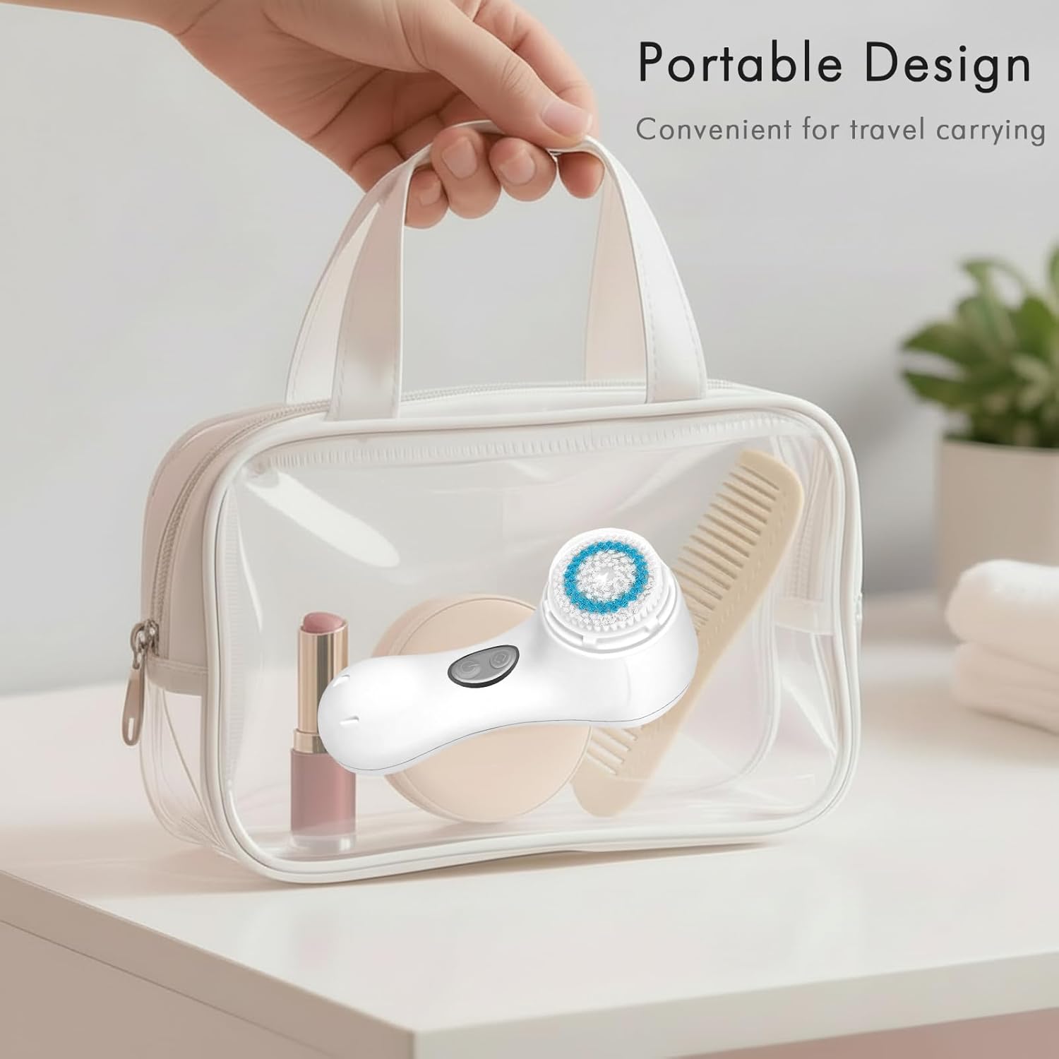 Microtree Electric Facial Cleansing Brush, Ultrasonic Vibrating Face Brush, 2 Speeds for Gentle Clean, Rechargeable Face Scrubber Exfoliator Waterproof Sonic Face Brushes for Cleansing - Image 7