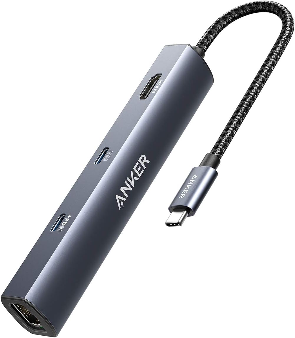 Anker 6-in-1 USB C Hub with Ethernet, USB C to 4K HDMI Multiport Adapter, 1Gbps Ethernet, 65W Power Delivery, 1xUSB-C & 2xUSB-A Ports for MacBook Air, iPad Pro, XPS, Home Office and More