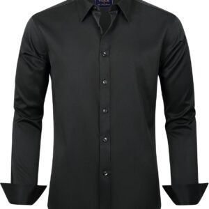 J.VER Men’s Dress Shirts Solid Long Sleeve Stretch Wrinkle-Free Formal Shirt Business Casual Button Down Shirts