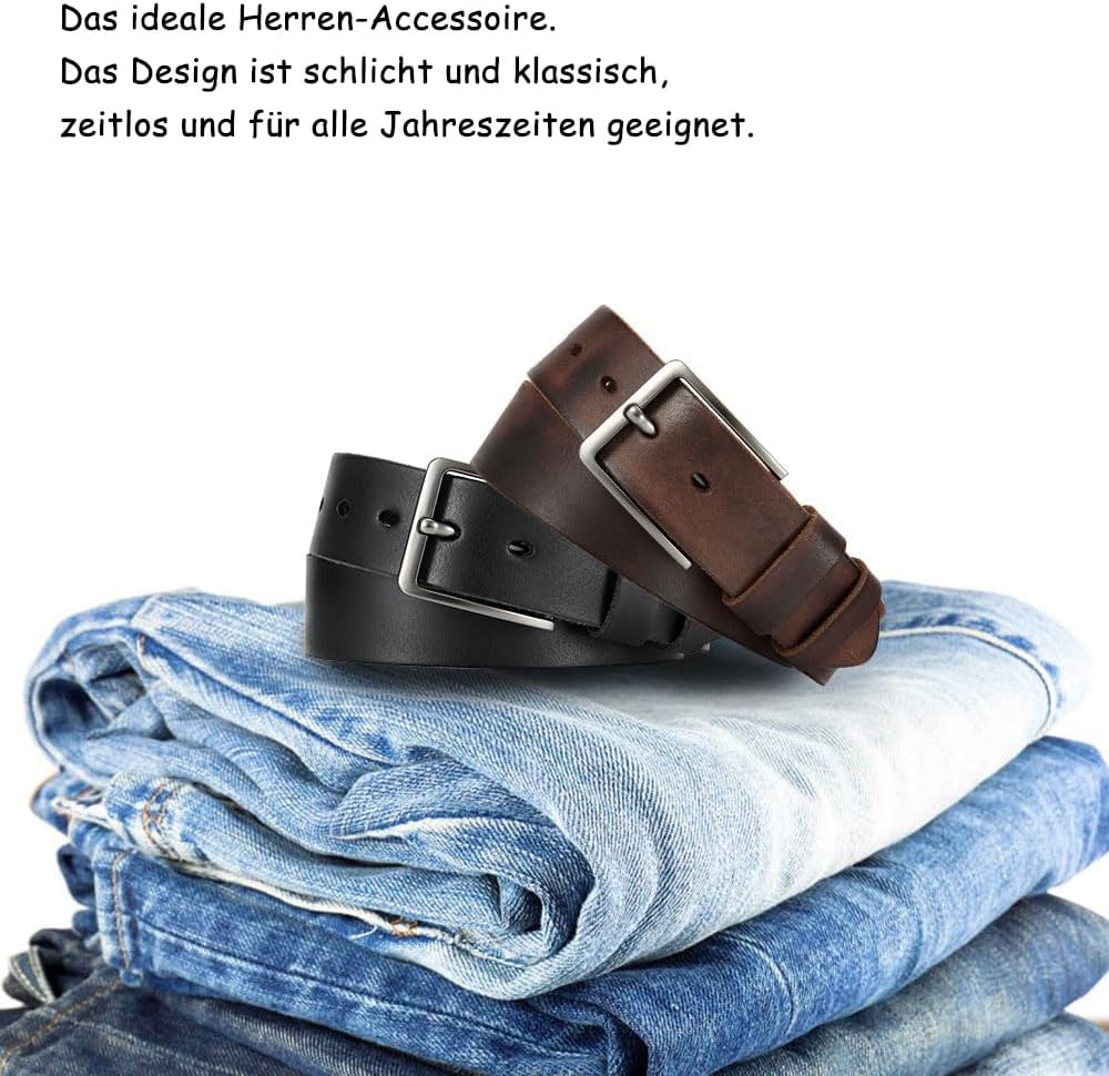 DOOPAI Men's Genuine Leather Casual Belt -Full Grain Leather Belt for Men- 1.5" Handmade Jeans Belt with Gift Box - Image 5