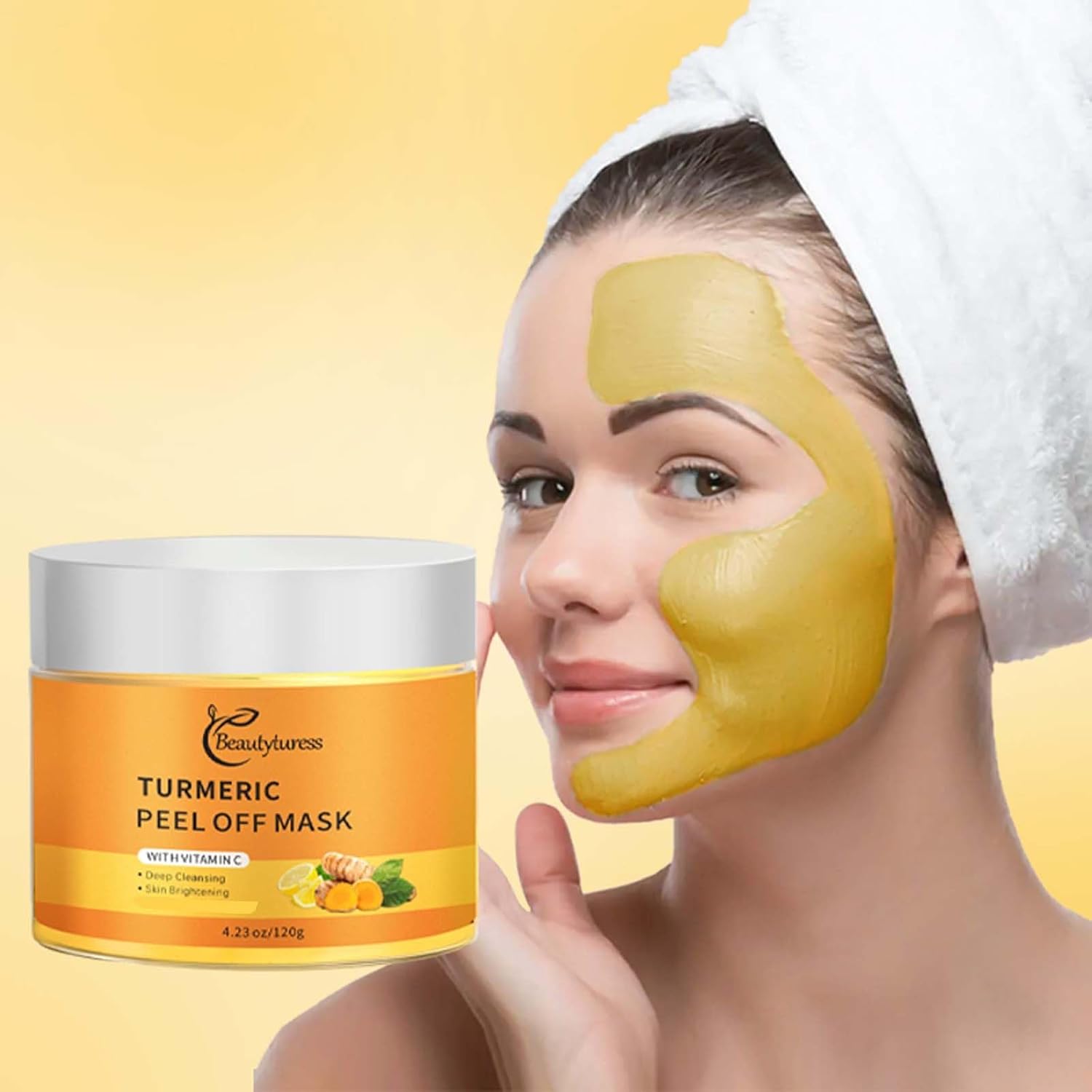 Vitamin C Peel Off Face Mask, Turmeric Moisturizing Mask, Deep Cleansing Face Peel Mask,Face Mask for Pores, Dirts, Oil, 2 Packs - Image 6