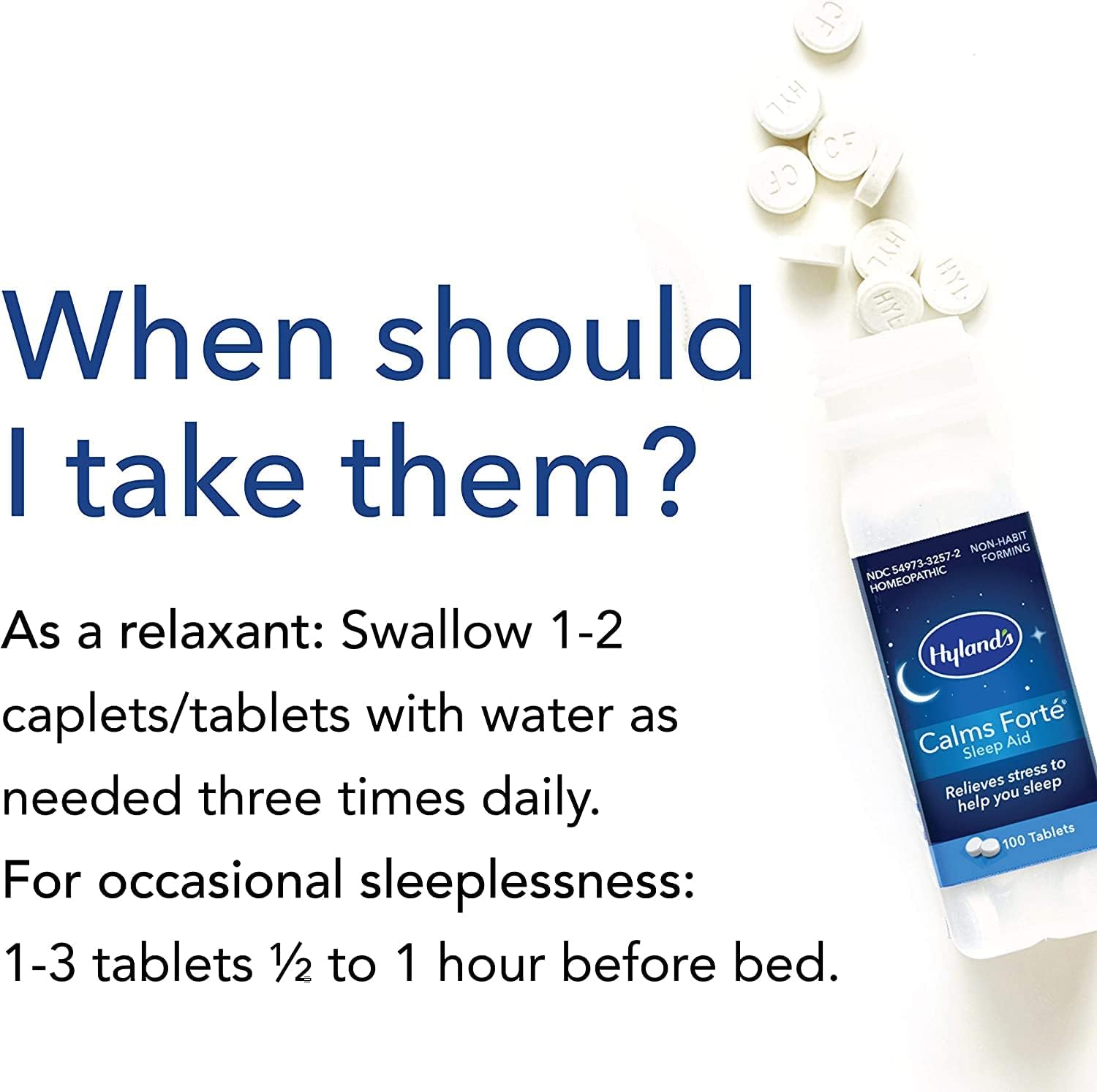 Hyland's Calms Forte Tablets, Natural Relief of Nervous Tension and Occasional Sleeplessness, 100 Count - Image 7