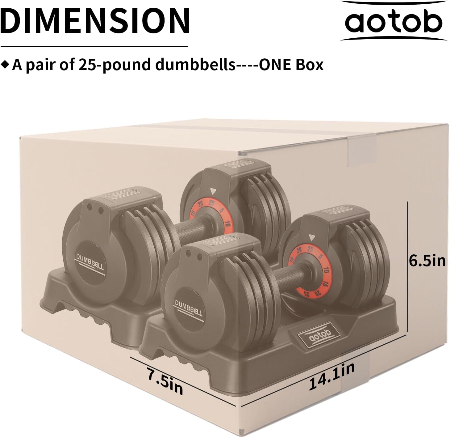 AOTOB 25 lbs (Pair) Adjustable Dumbbell Set, Dumbbells Adjusted Weight with Anti-Slip Fast Adjust Turning Handle, Dumbbel Sets Adjusting for Men and Women for Home Gym Exercise - Image 8