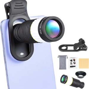 38X Phone Camera Lens for iOS and Android Cellphones, Telephoto Zoom Mobile Phone Lens with All-Purpose Phone Holder for Picture & Video Taking