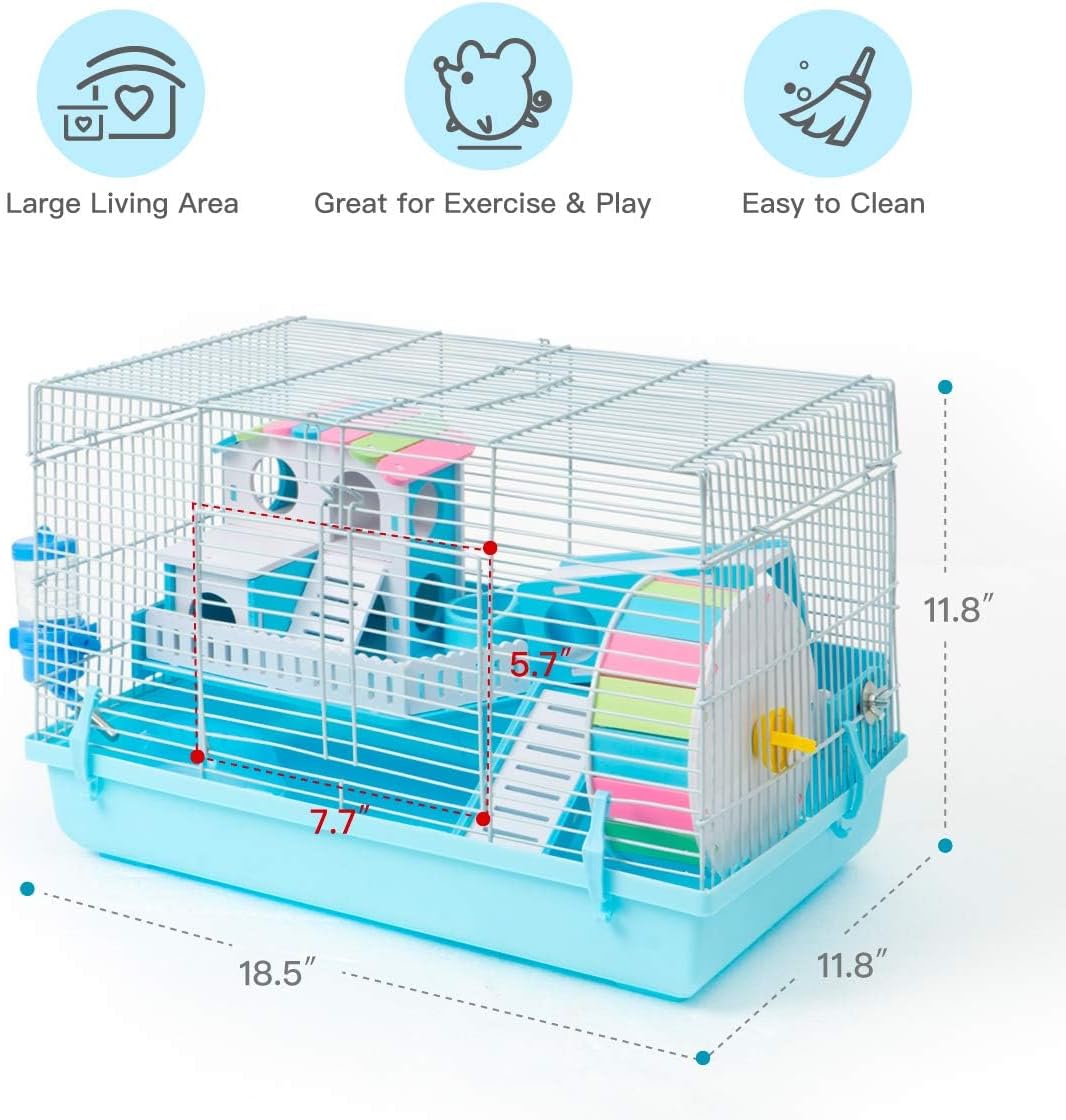 ROBUD Large Hamster Cage Gerbil Haven Habitat Small Animal Cage (Blue) - Image 2
